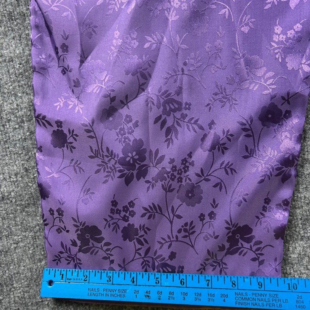 Bloomingdales Purple Floral Jacquard Satin Pajama Set Frog Button XL - Picture 9 of 14